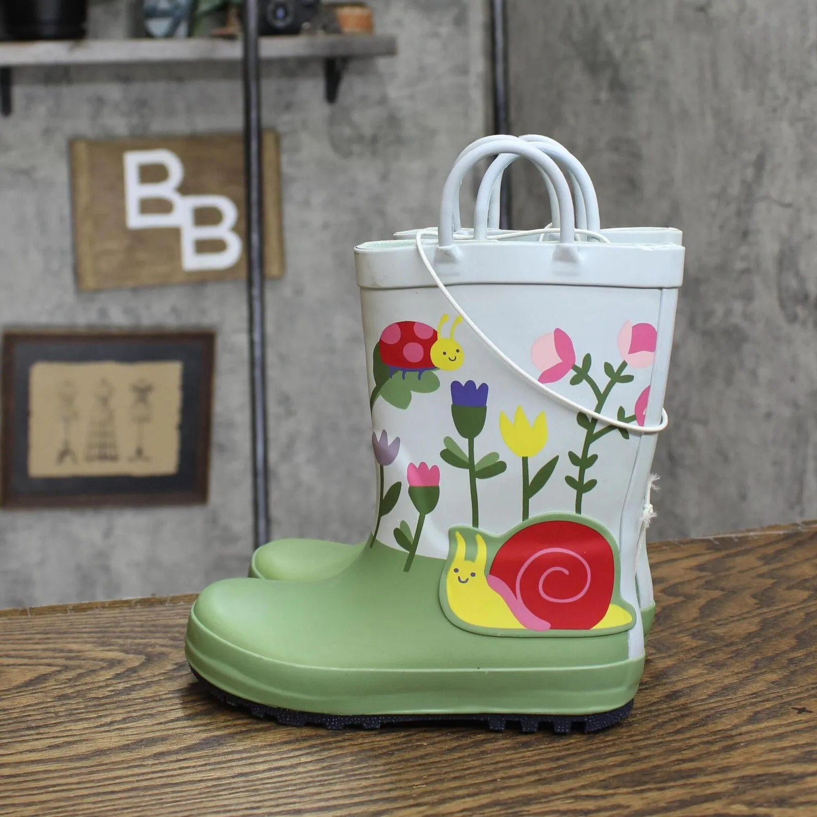 Cat & Jack Toddler Girls Saylor Floral Print Rain Boots Blue / Green 11T