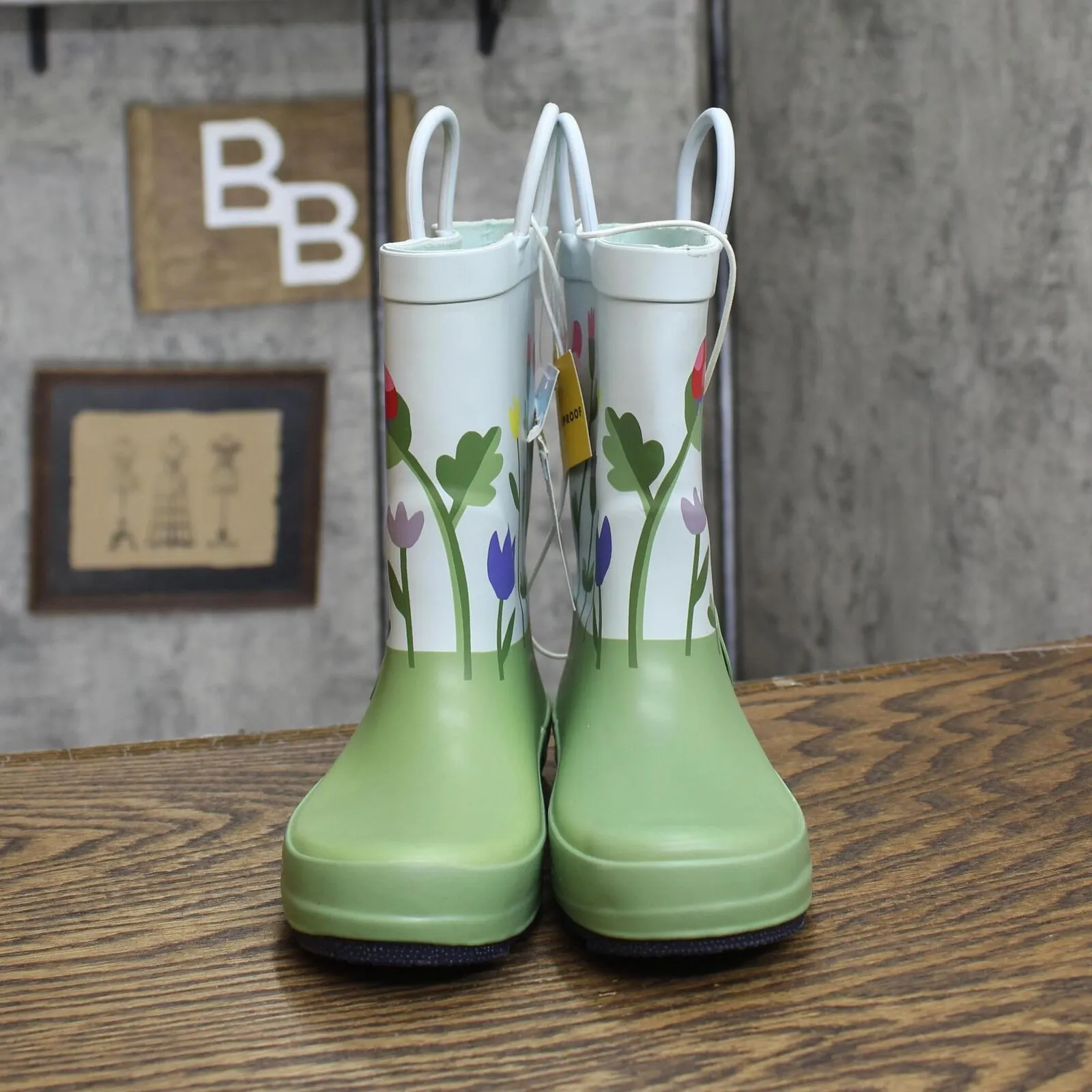 Cat & Jack Toddler Girls Saylor Floral Print Rain Boots Blue / Green 11T