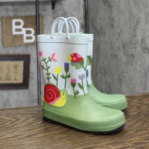 Cat & Jack Toddler Girls Saylor Floral Print Rain Boots Blue / Green 11T