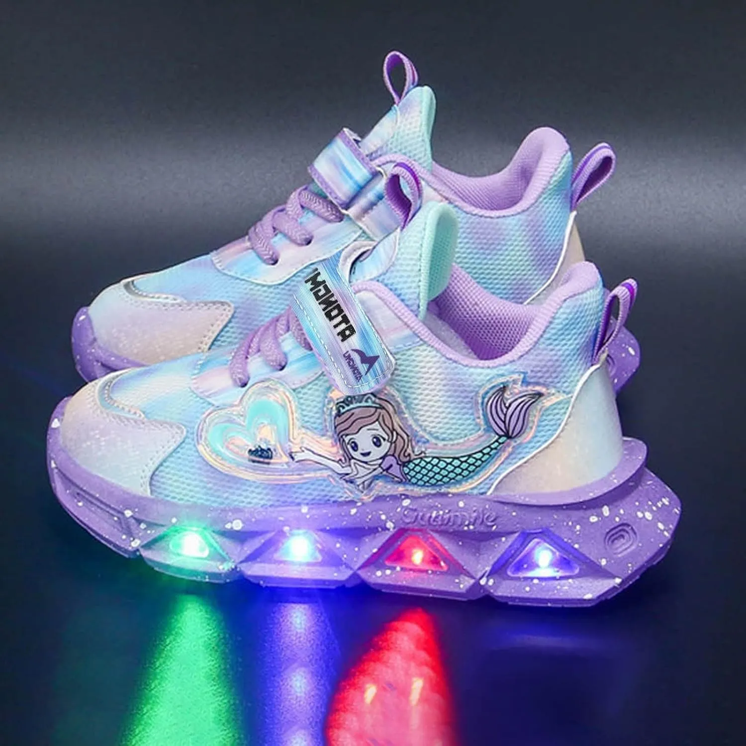 Cathalem Kids Girls Sneakers Light Up Pattern Sneaker Hook Loop Thick Bottom Non Slip Sports Shoes Fashion Casual Shoes