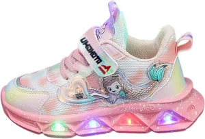 Cathalem Sneakers for Girls Light Up Pattern Sneaker Hook Loop Thick Bottom Non Slip Sports Shoes Fashion Casual Shoes