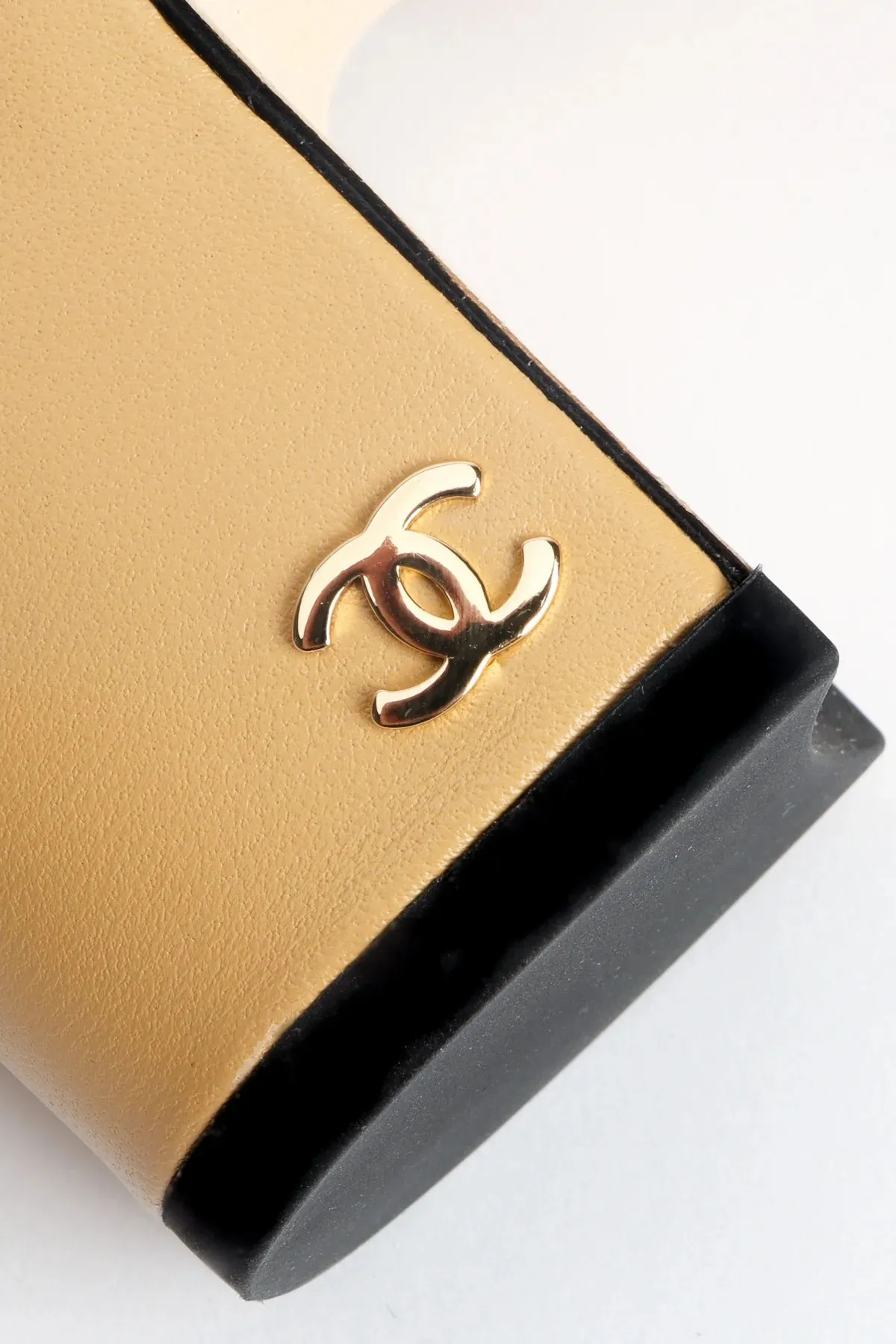 CHANEL GOATSKIN & GROSGRAIN SLINGBACK HEELS