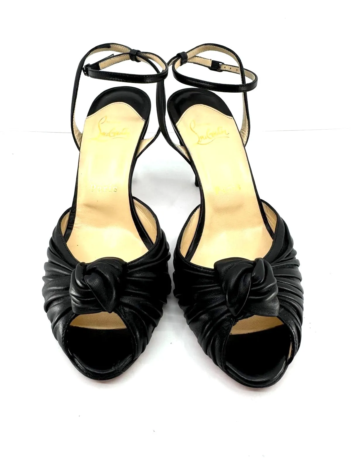CHRISTIAN LOUBOUTIN NAPPA LEATHER MARCHAVEKEL 85 KNOT HEELS