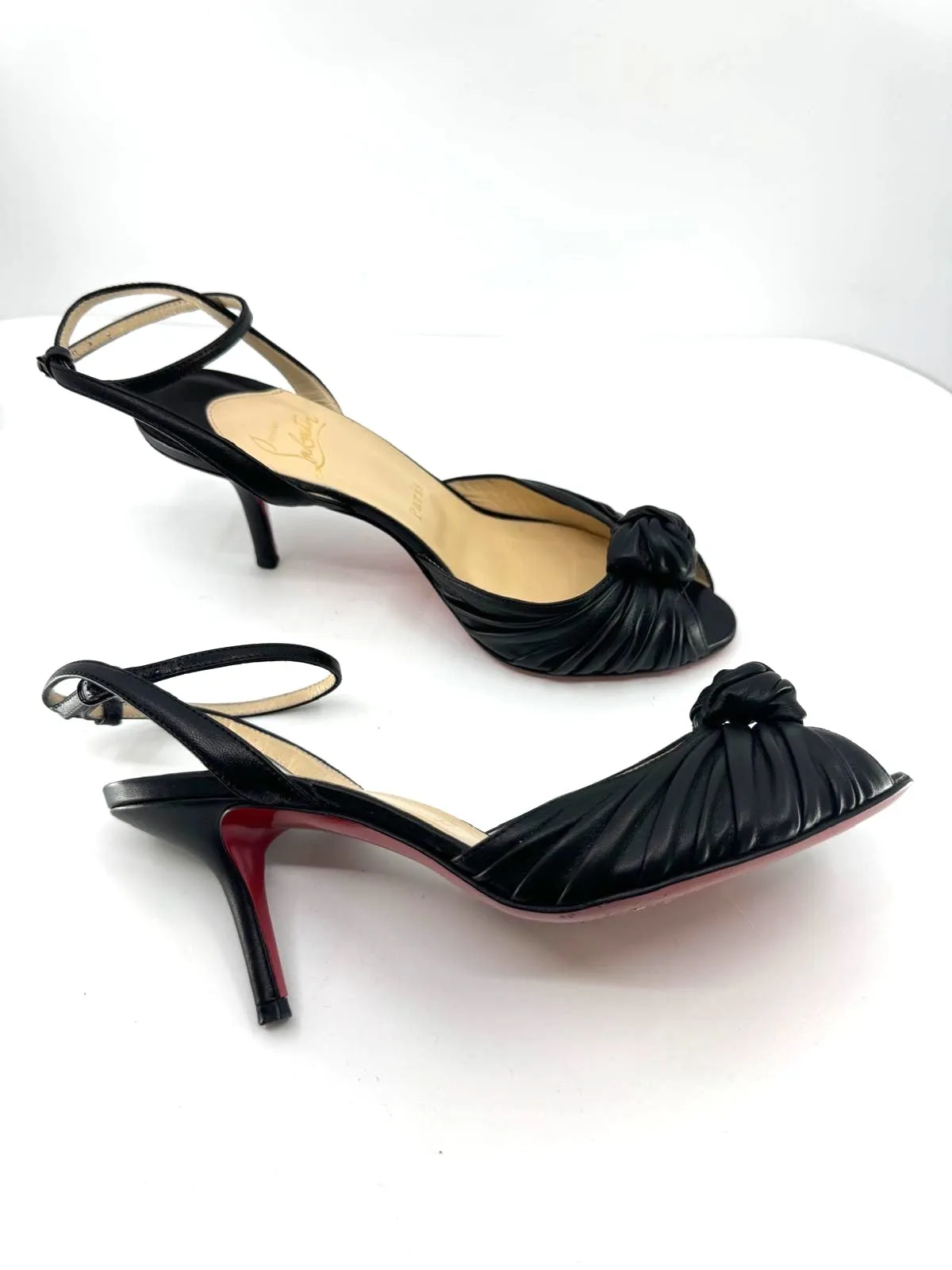 CHRISTIAN LOUBOUTIN NAPPA LEATHER MARCHAVEKEL 85 KNOT HEELS