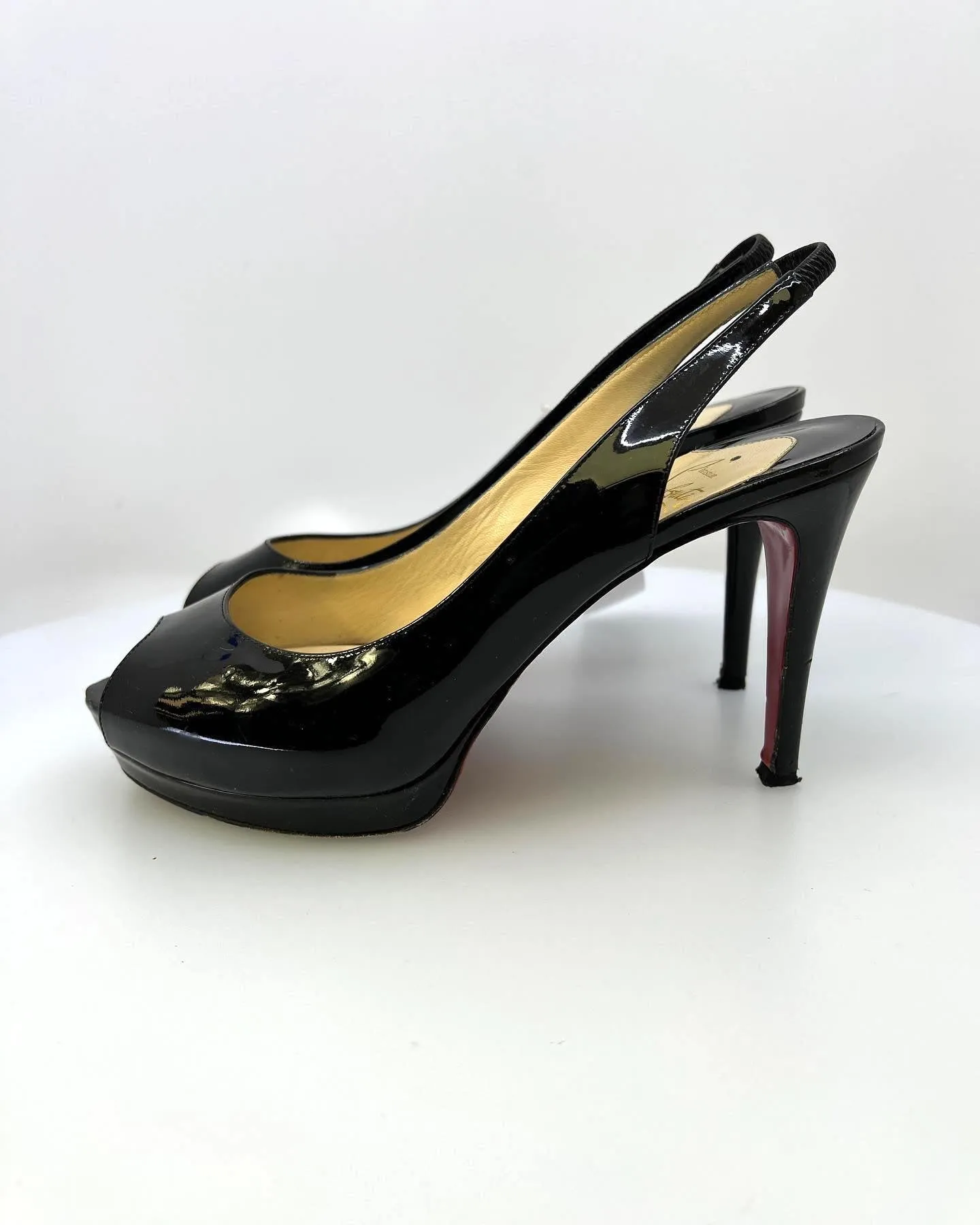 CHRISTIAN LOUBOUTIN SLINGBACK PEEP TOE PUMPS