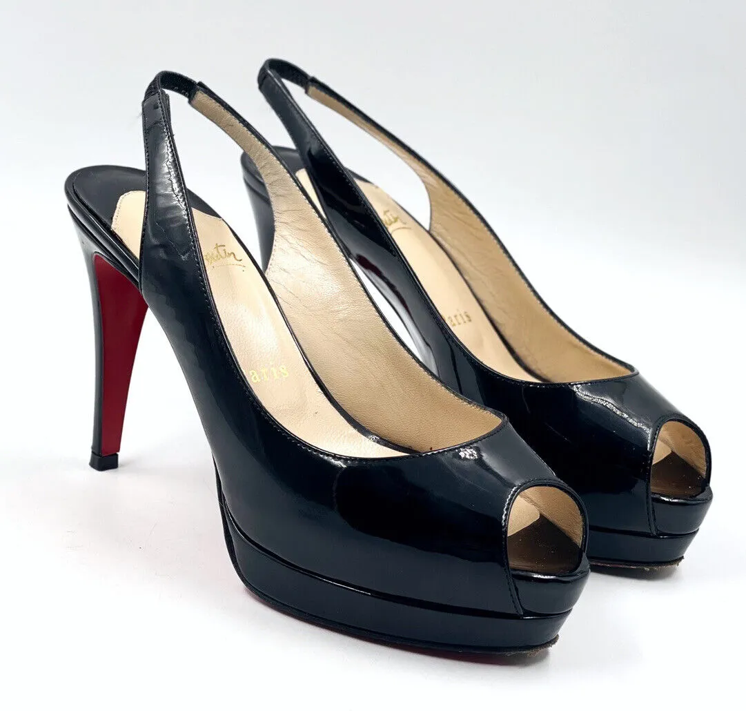 CHRISTIAN LOUBOUTIN SLINGBACK PEEP TOE PUMPS