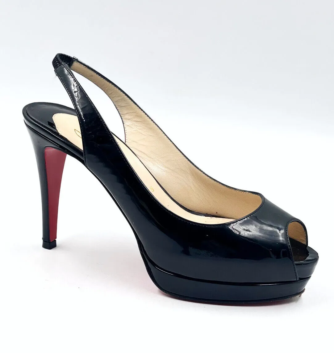 CHRISTIAN LOUBOUTIN SLINGBACK PEEP TOE PUMPS