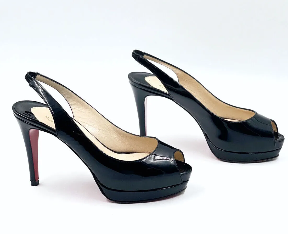 CHRISTIAN LOUBOUTIN SLINGBACK PEEP TOE PUMPS