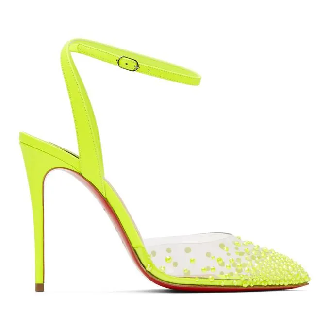 Christian Louboutin Yellow PCV Spikaqueen 100 Heels