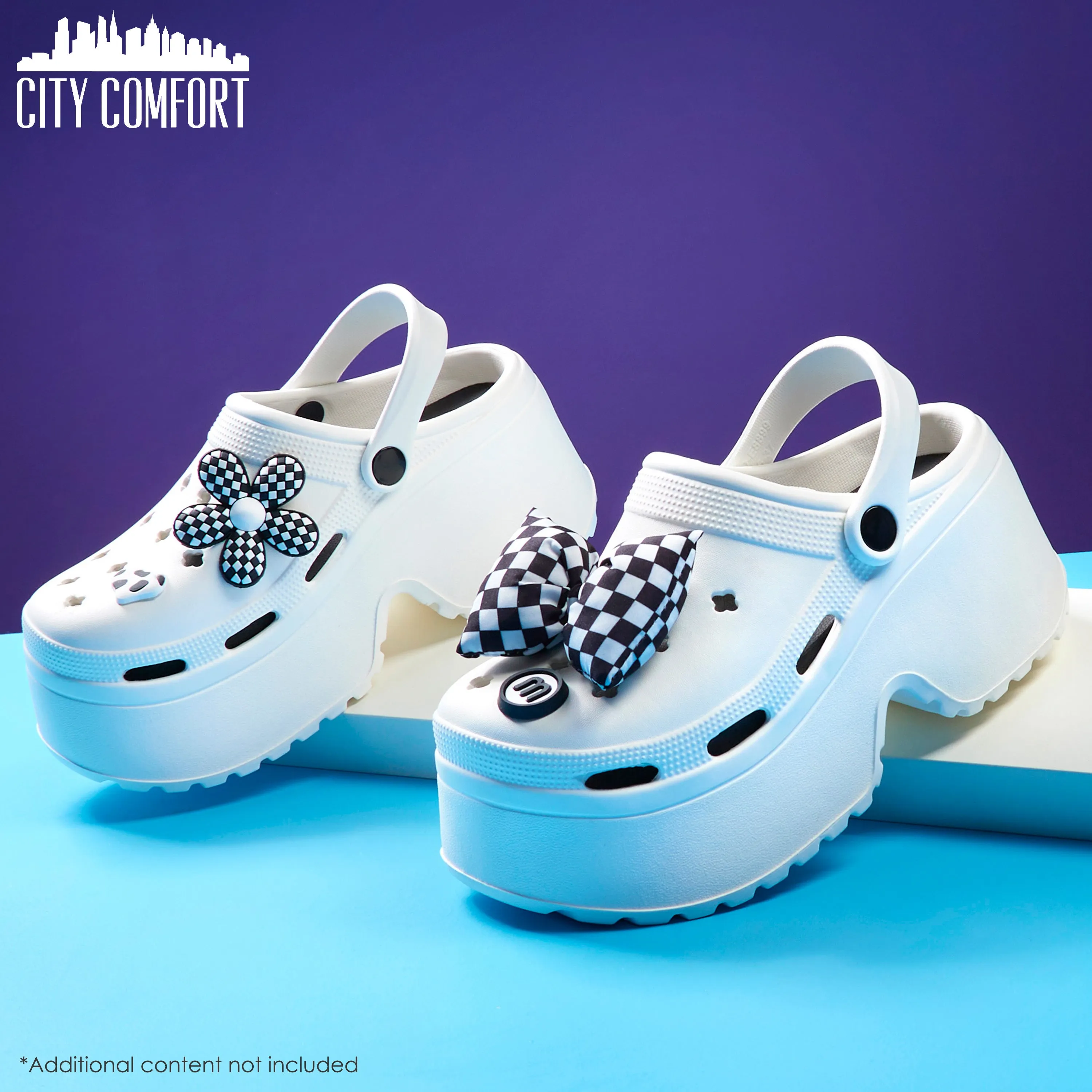 CityComfort Womens Platform Heeled Clogs with Removable Charms
