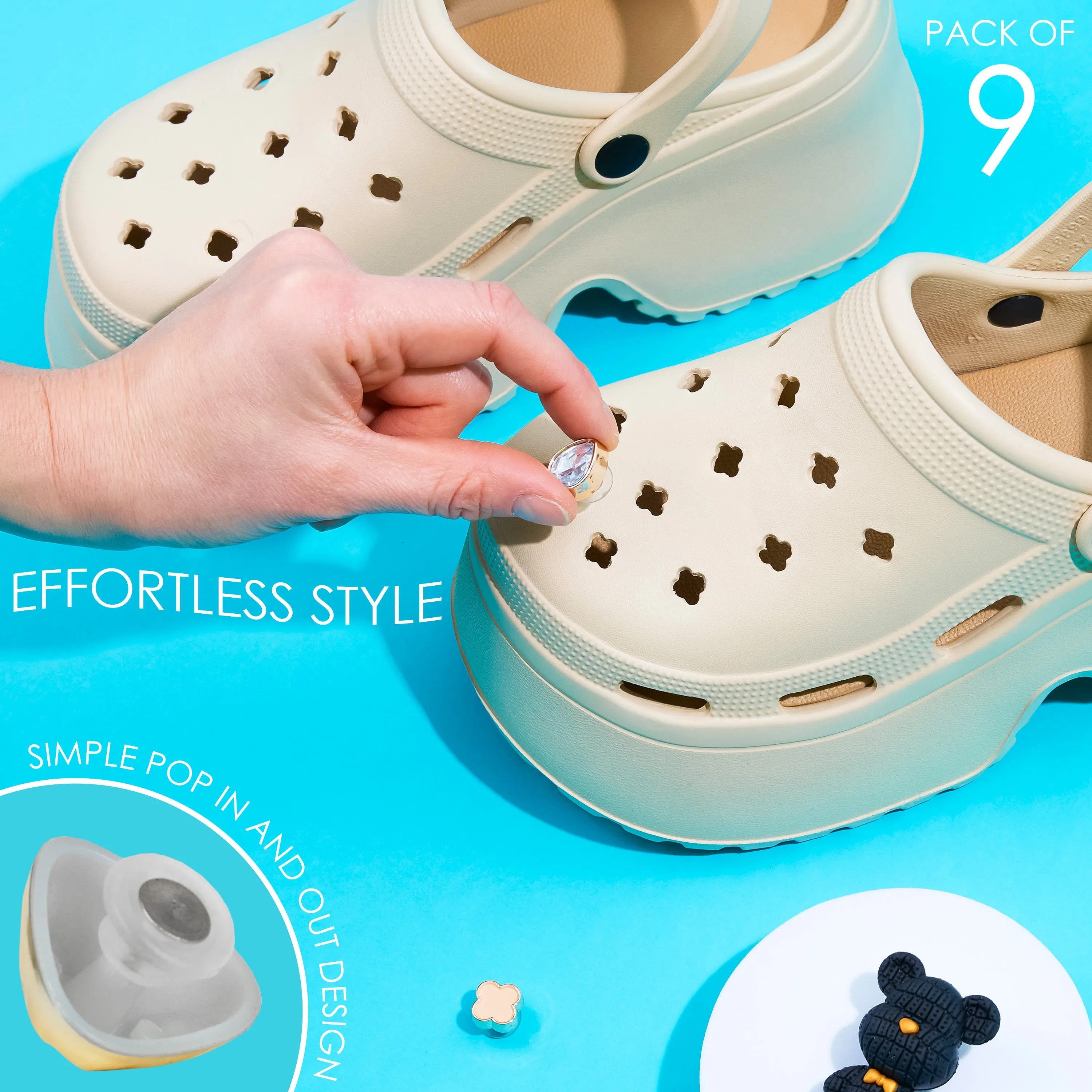 CityComfort Womens Platform Heeled Clogs with Removable Charms