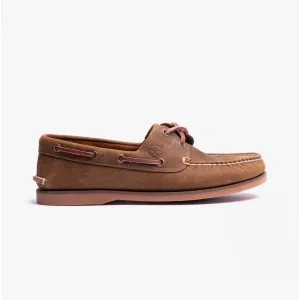 Classic Boat 2-Eye Mens Wide Full Grain Boat Shoes Medium Brown