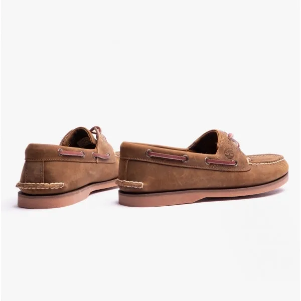 Classic Boat 2-Eye Mens Wide Full Grain Boat Shoes Medium Brown