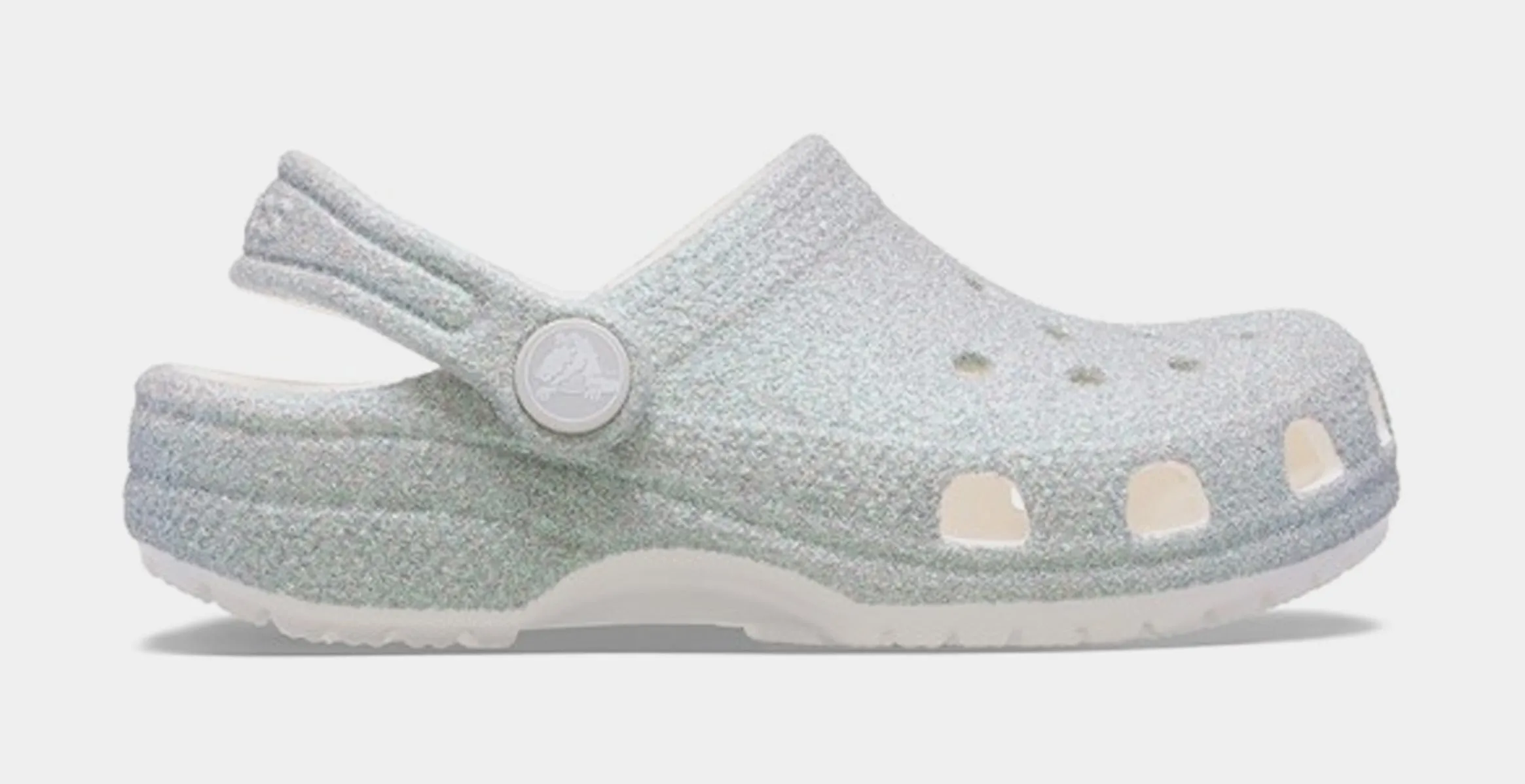 Classic Clog Iridescent Glitter Infant Toddler Sandals (White)