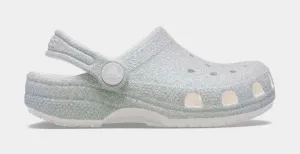 Classic Clog Iridescent Glitter Infant Toddler Sandals (White)