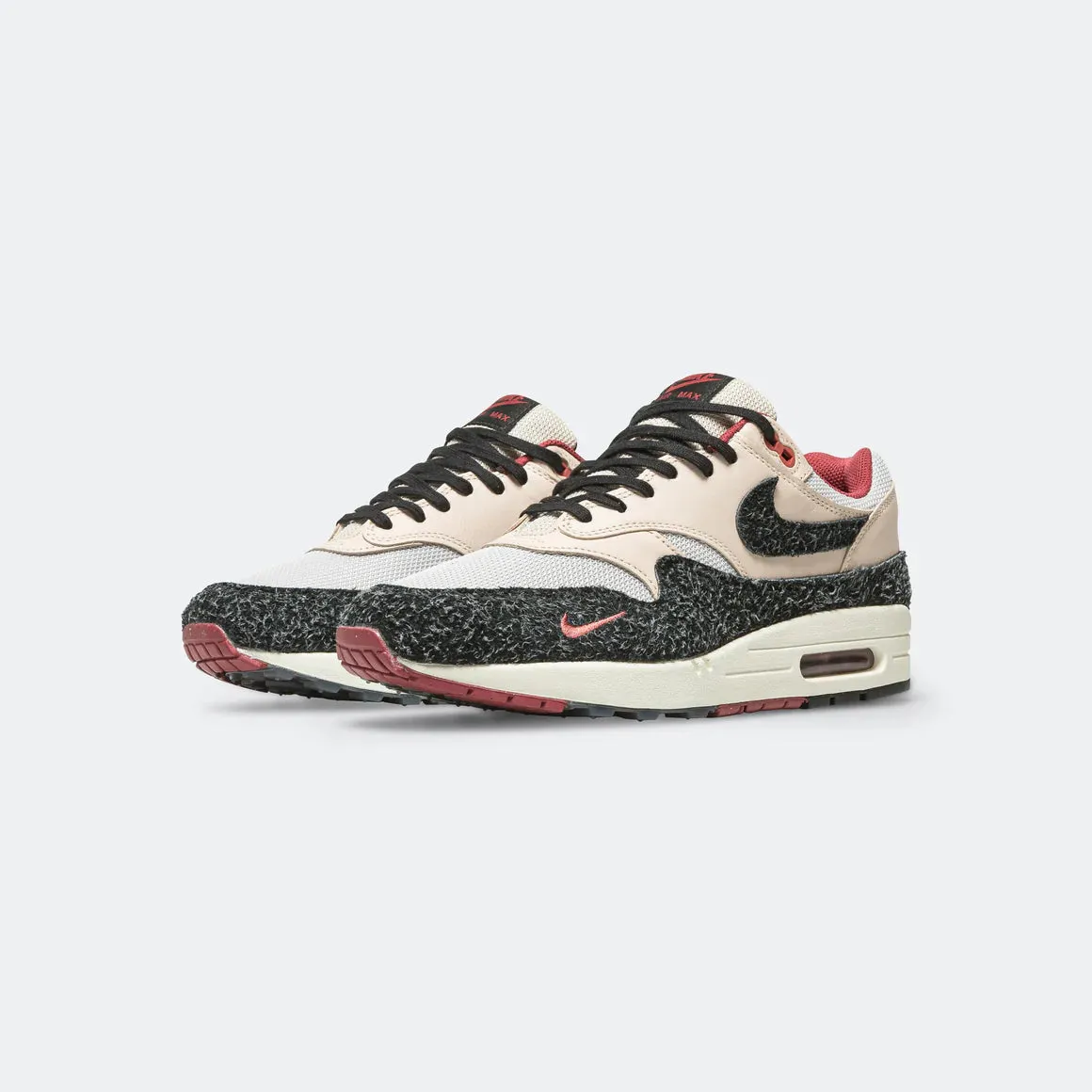 Nike Air Max 1 PRM - Pearl White/Black-Vast Grey-Cedar Impact Resistant Toe Cap Lace Free Fastenings
