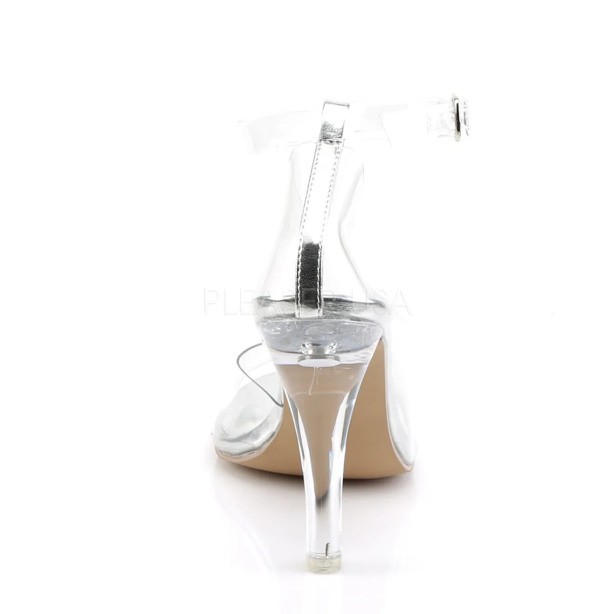 Clear Closed Back Ankle Strap Sandals with 4-inch Heels CLEARLY-430