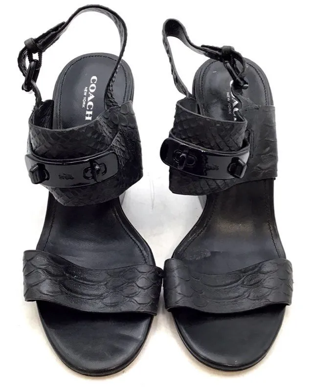 Coach Women's Dennis Black Block Slingback Heels - Size 8B