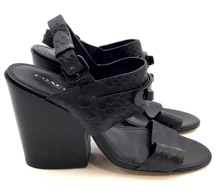 Coach Women's Dennis Black Block Slingback Heels - Size 8B