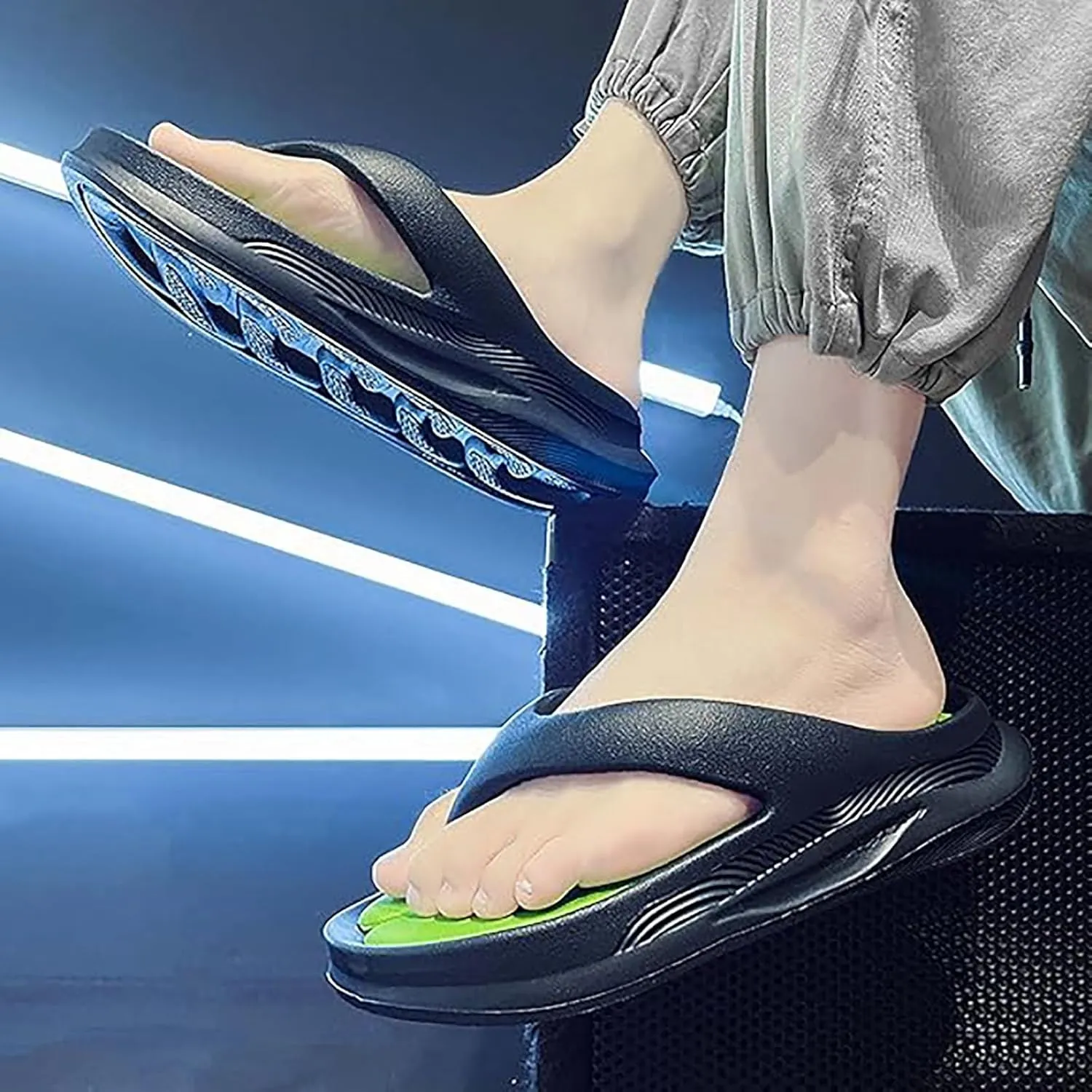 Comfortable Summer Flip Flops with Thick Soles Durable Shock-Absorbing and Non-Slip Outsole Slip On Beach Shoes