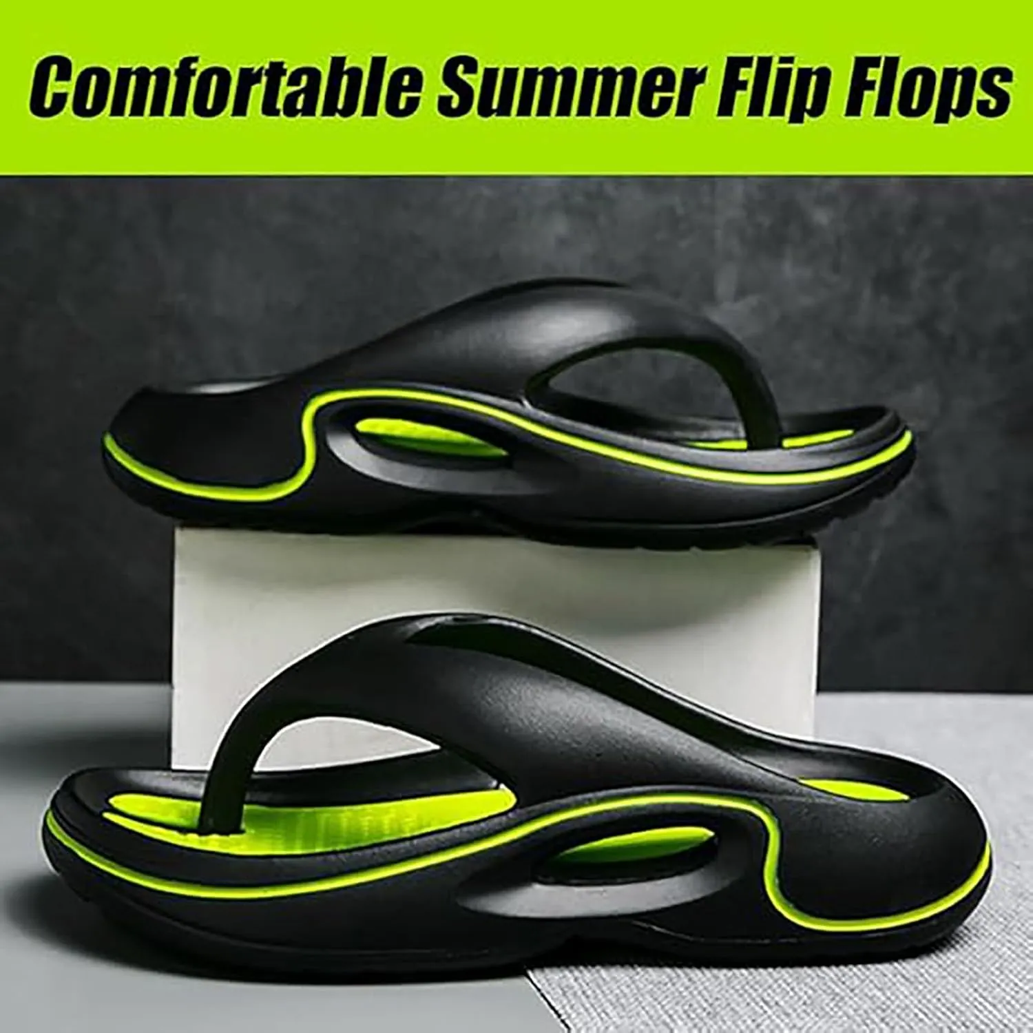 Comfortable Summer Flip Flops with Thick Soles Durable Shock-Absorbing and Non-Slip Outsole Slip On Beach Shoes