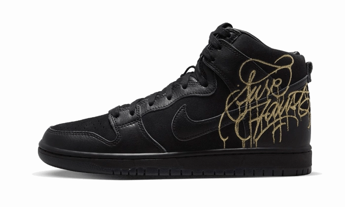 Rubberized Finish Nike SB Dunk High FAUST Black Gold