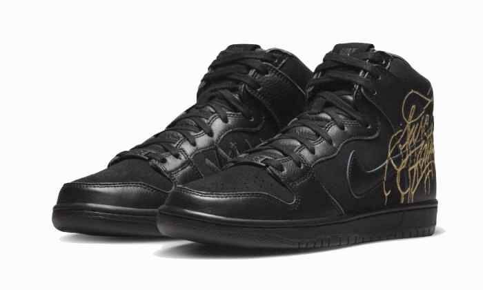 SyntheticUpper walking shoes Nike SB Dunk High FAUST Black Gold