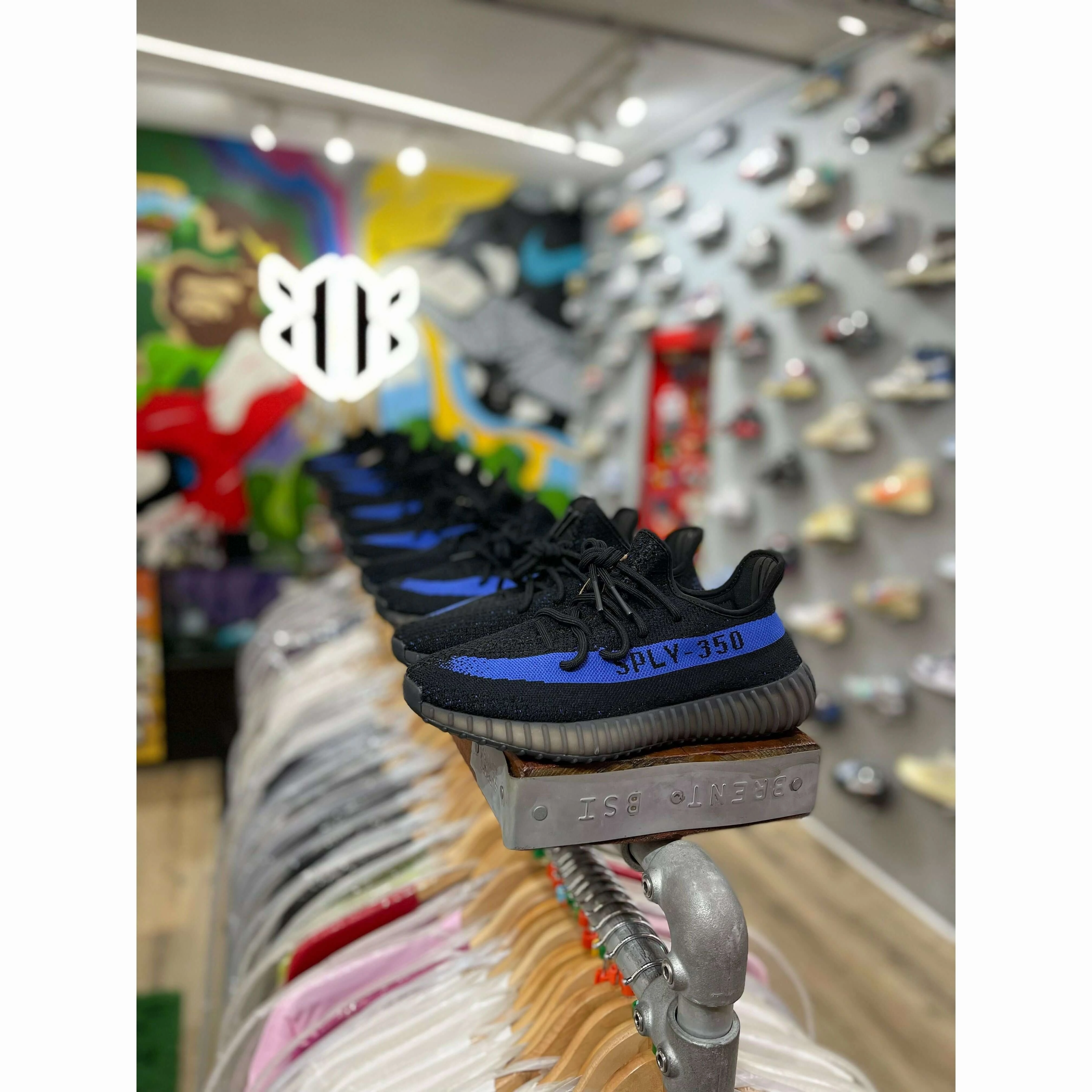 Adidas Yeezy Boost 350 V2 Dazzling Blue Block Stride Canvas Upper