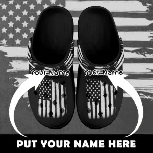 Company gift ideas for customers, gifts for clients Custom Clogs Shoes, American Flag for Clog Shoes, Printed Shoes Clogs-B06010