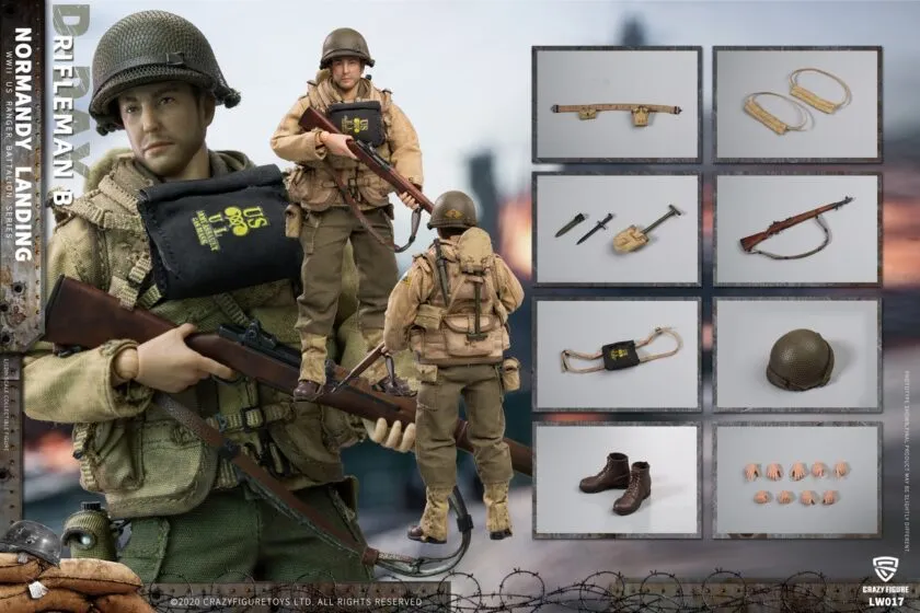CRAZY FIGURE [LW017] 1:12 WWII U.S. Rangers On D-Day Rifleman B
