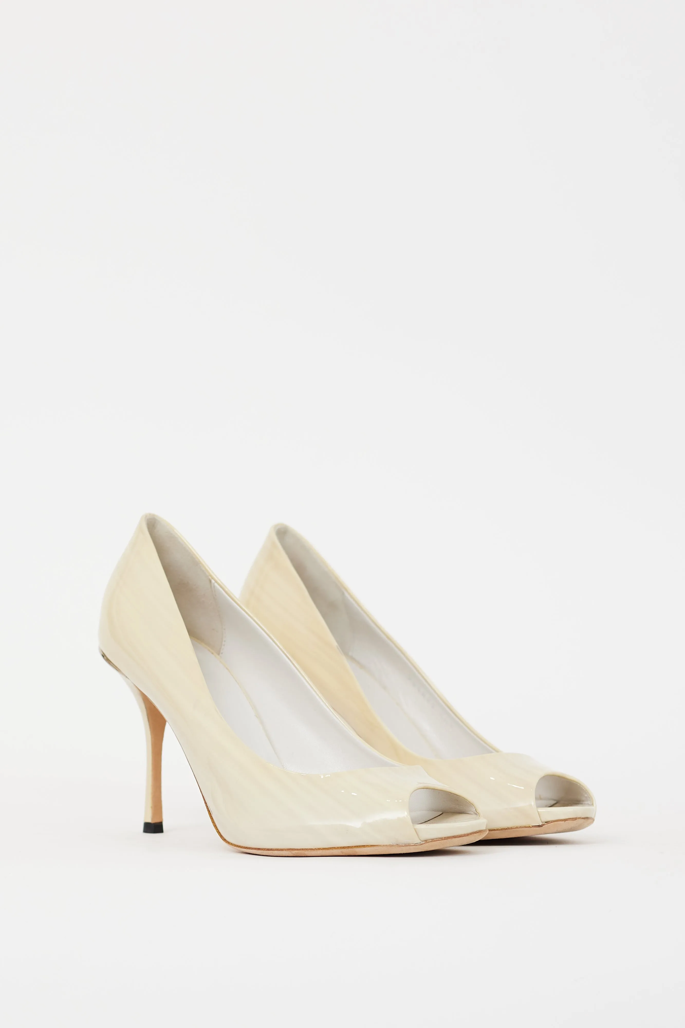 Cream & Silver Patent Leather Marbled Heel