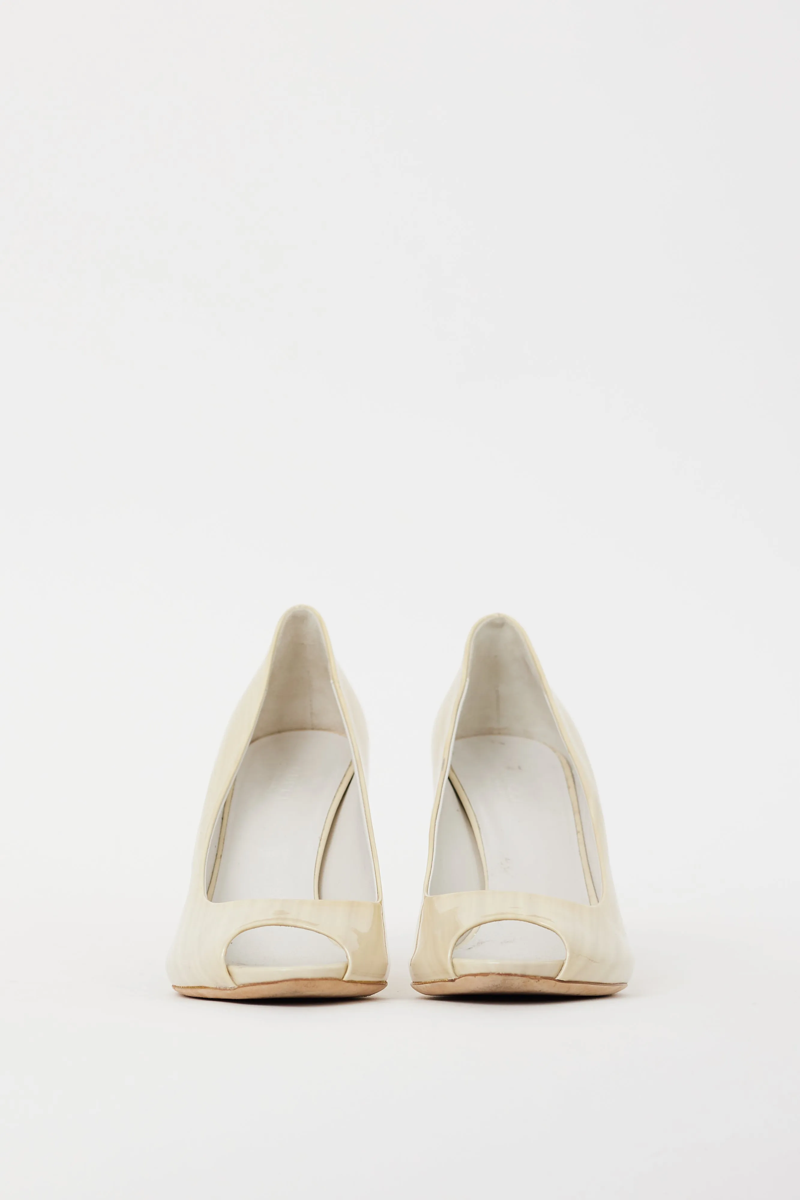 Cream & Silver Patent Leather Marbled Heel