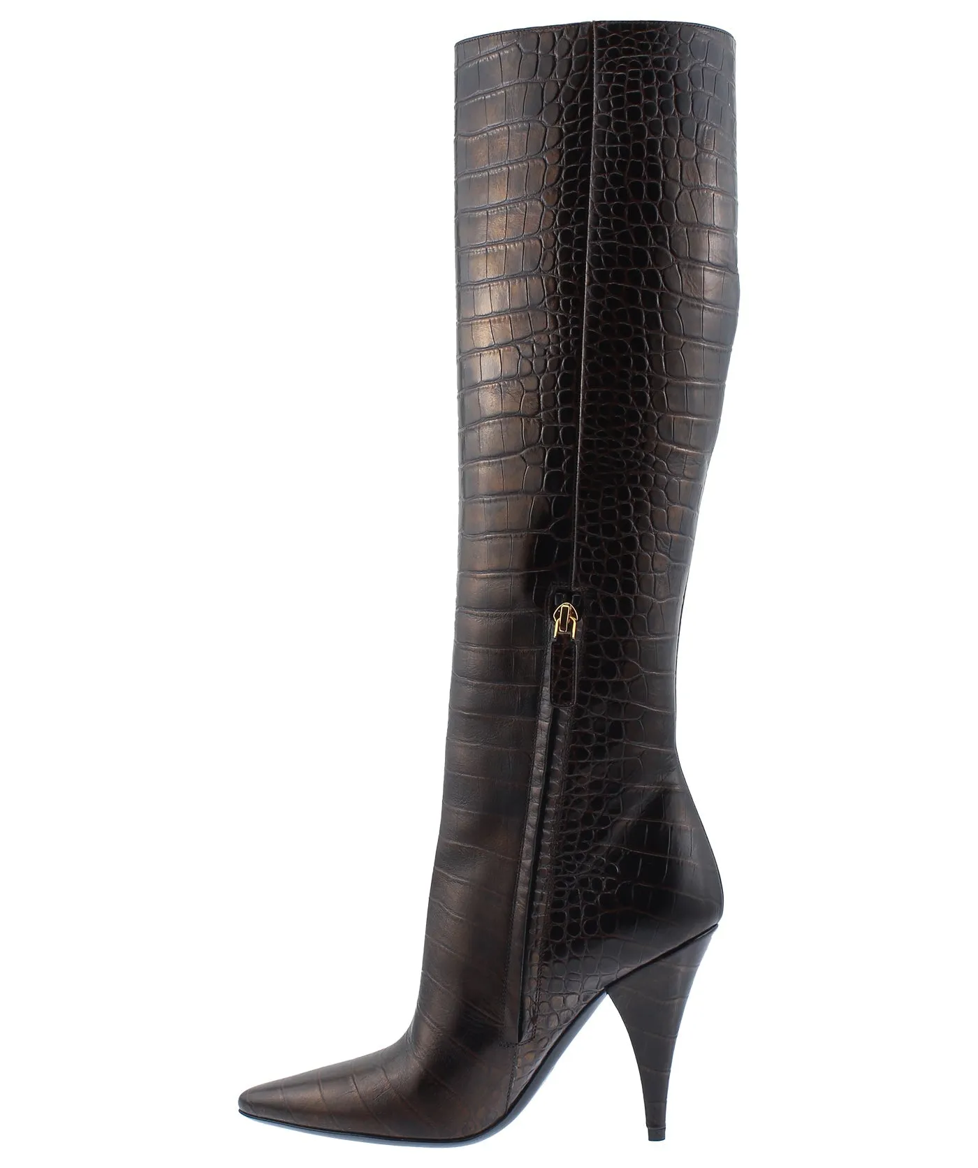 Crocodile Embossed Leather Boots