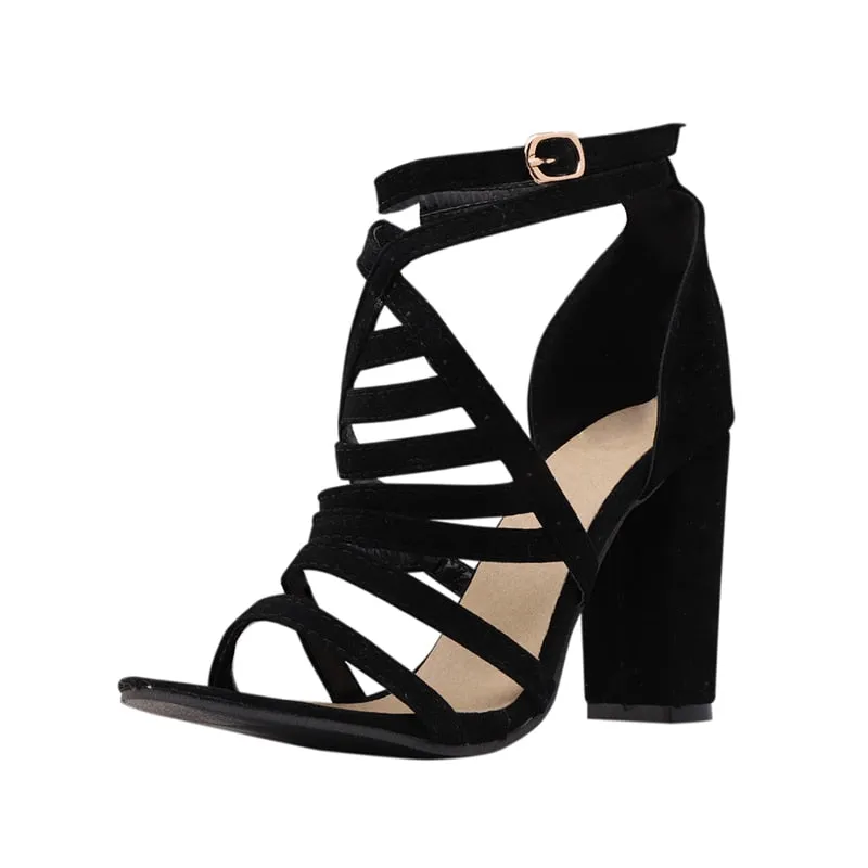 Cross Ankle Strap Bandage Heels