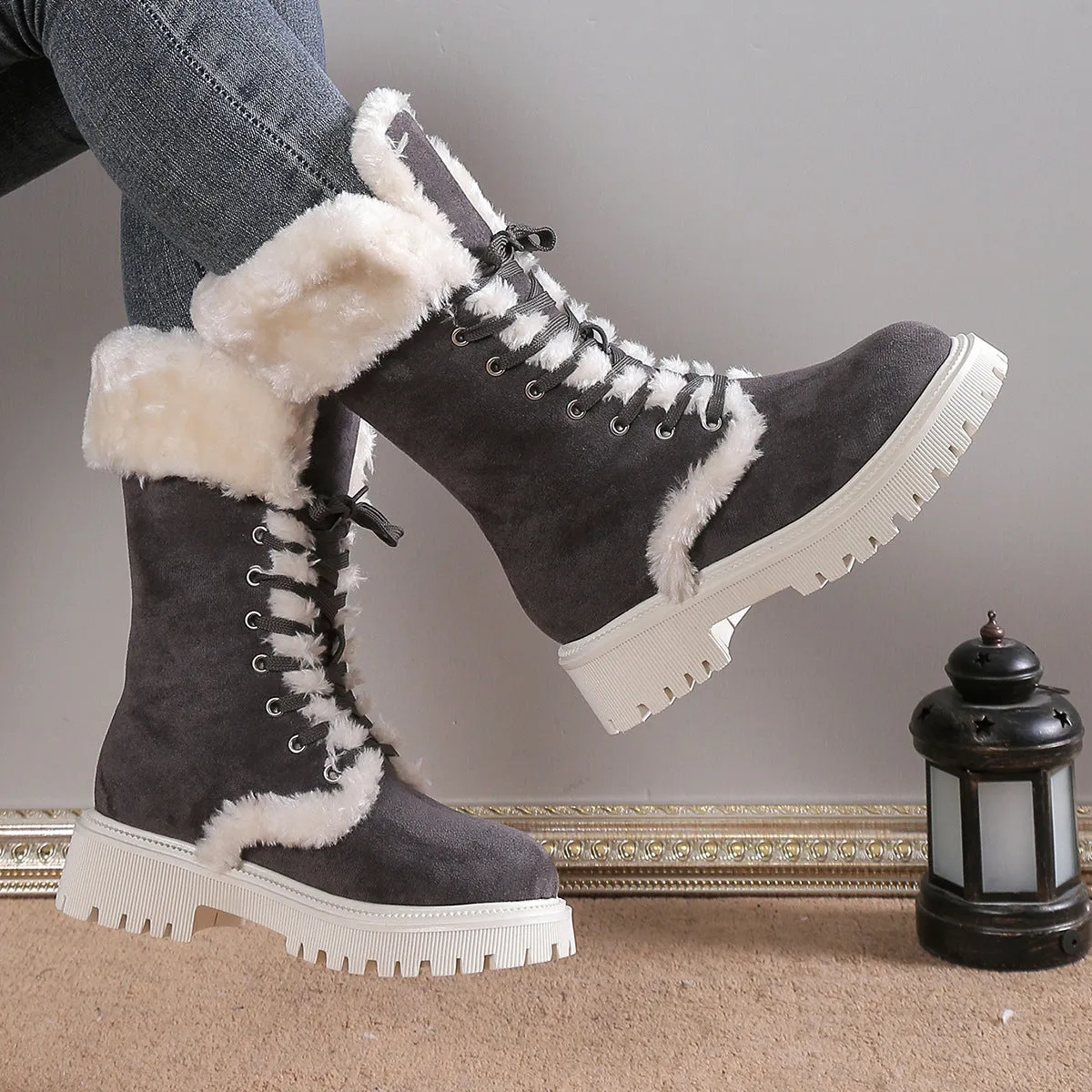 Daphne Platform Plush Snow Boots