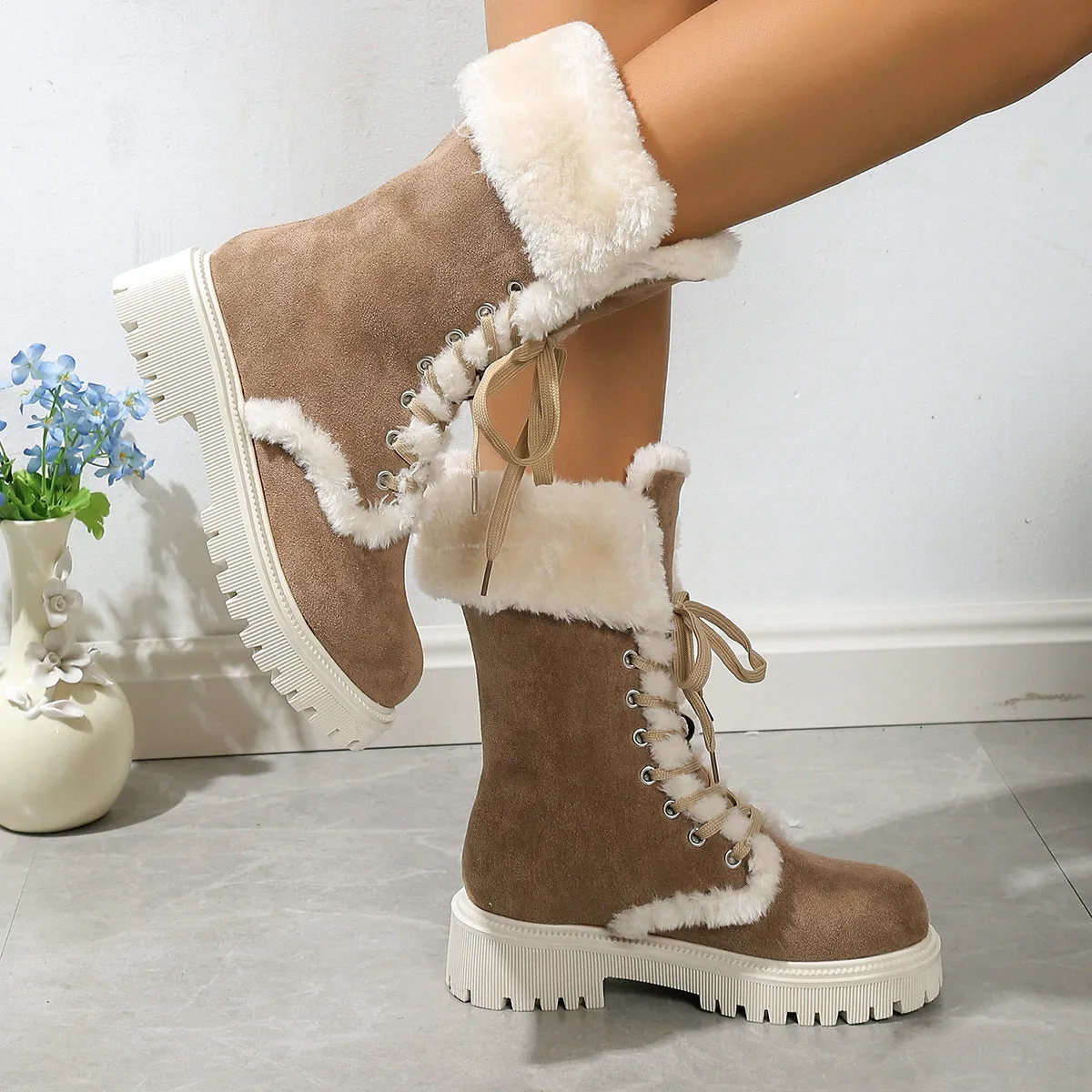 Daphne Platform Plush Snow Boots