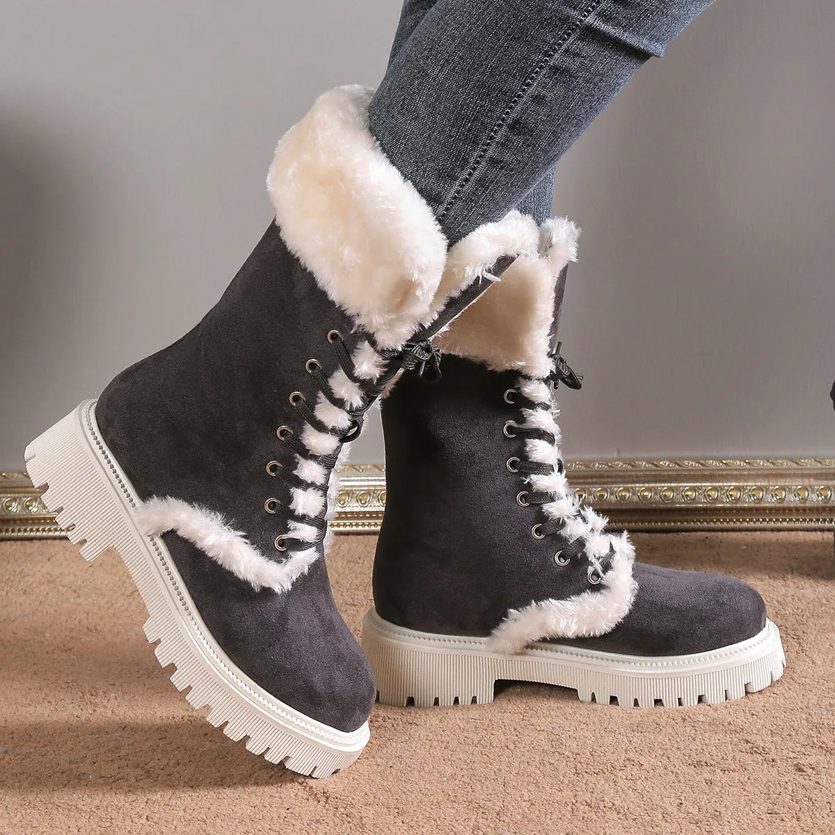 Daphne Platform Plush Snow Boots