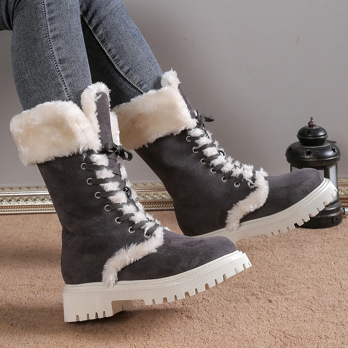 Daphne Platform Plush Snow Boots