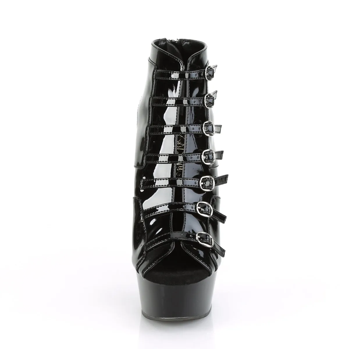 Delight 600-11 Black Patent 6" High Heel Slingback Sandal 6-14 - Direct