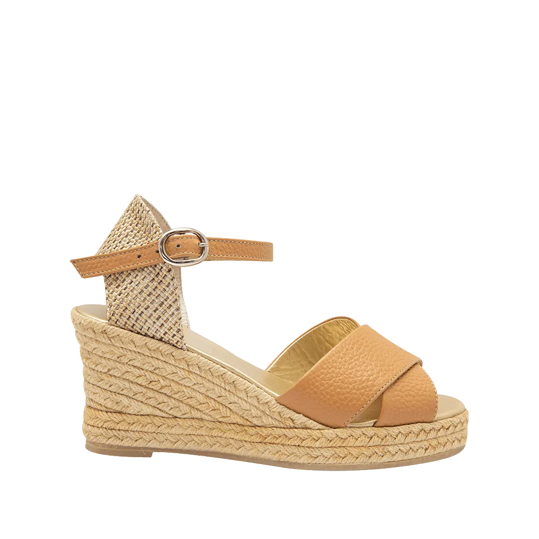 Desert honey-colored leather espadrille