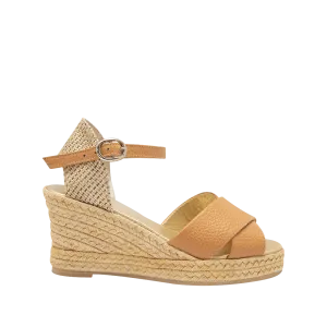 Desert honey-colored leather espadrille