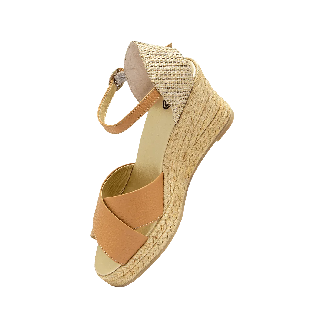 Desert honey-colored leather espadrille