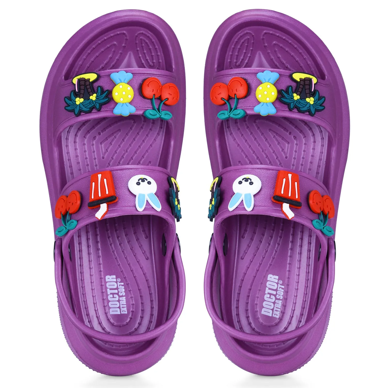 DOCTOR EXTRA SOFT D-552 Women's Classic Charms Cushion Sandals/Clogs with Adjustable Back Strap for Adult| Comfortable & LightWeight | Stylish & Anti-Skid | Waterproof Casual Daily Mules Girls/Ladies