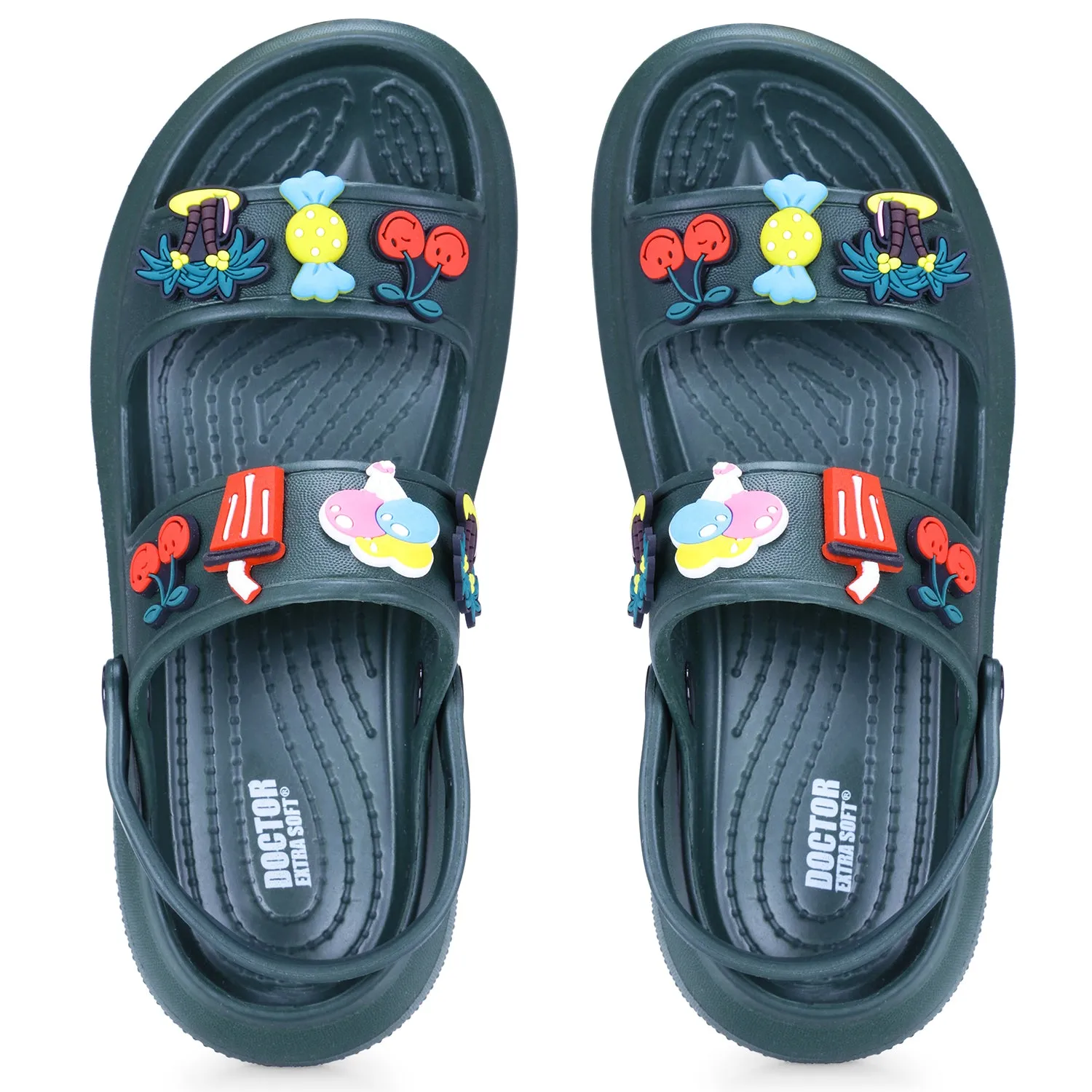 DOCTOR EXTRA SOFT D-552 Women's Classic Charms Cushion Sandals/Clogs with Adjustable Back Strap for Adult| Comfortable & LightWeight | Stylish & Anti-Skid | Waterproof Casual Daily Mules Girls/Ladies