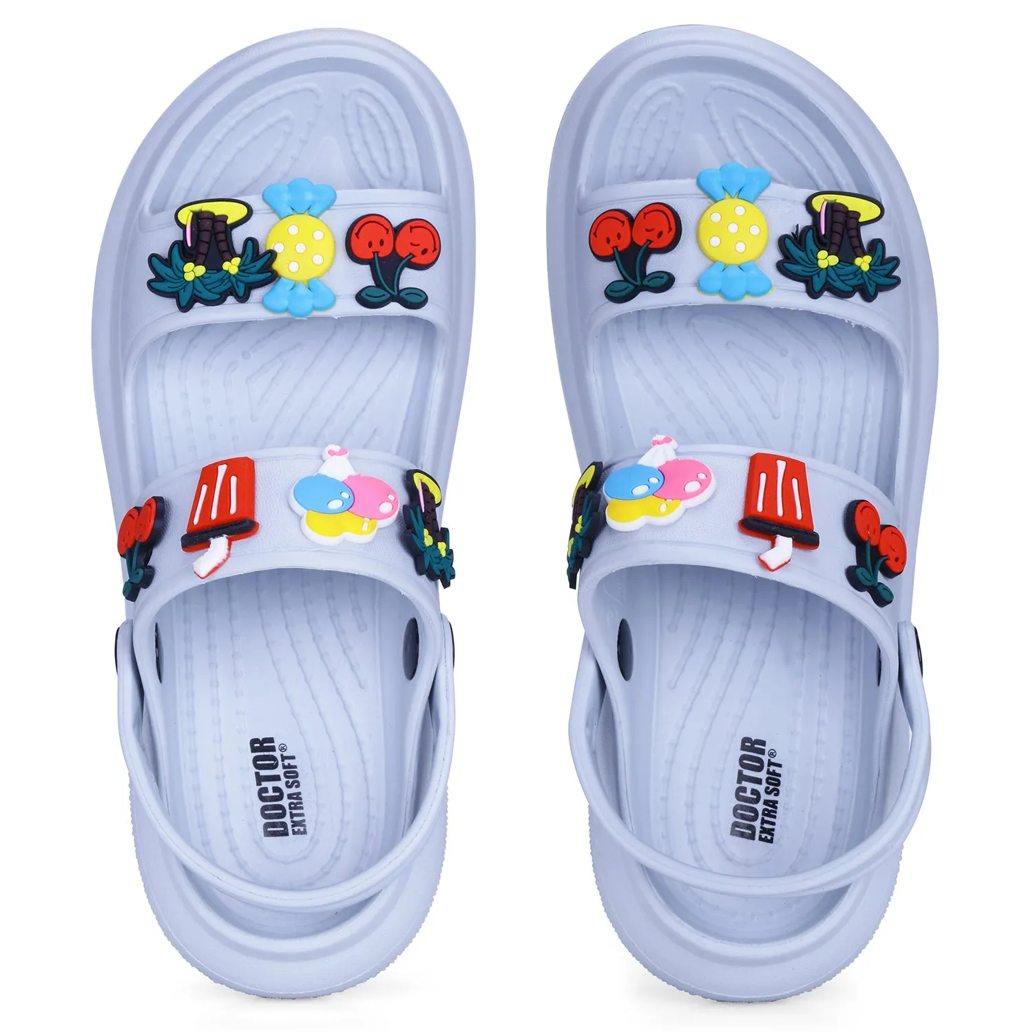 DOCTOR EXTRA SOFT D-552 Women's Classic Charms Cushion Sandals/Clogs with Adjustable Back Strap for Adult| Comfortable & LightWeight | Stylish & Anti-Skid | Waterproof Casual Daily Mules Girls/Ladies