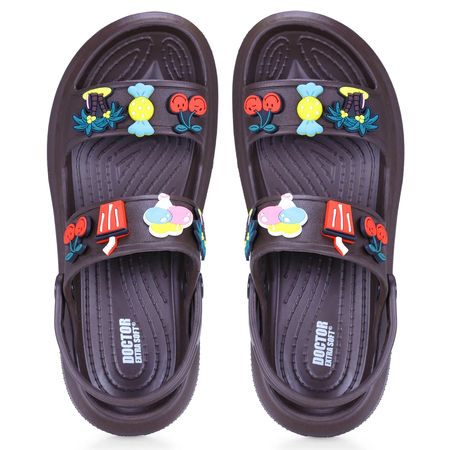 DOCTOR EXTRA SOFT D-552 Women's Classic Charms Cushion Sandals/Clogs with Adjustable Back Strap for Adult| Comfortable & LightWeight | Stylish & Anti-Skid | Waterproof Casual Daily Mules Girls/Ladies