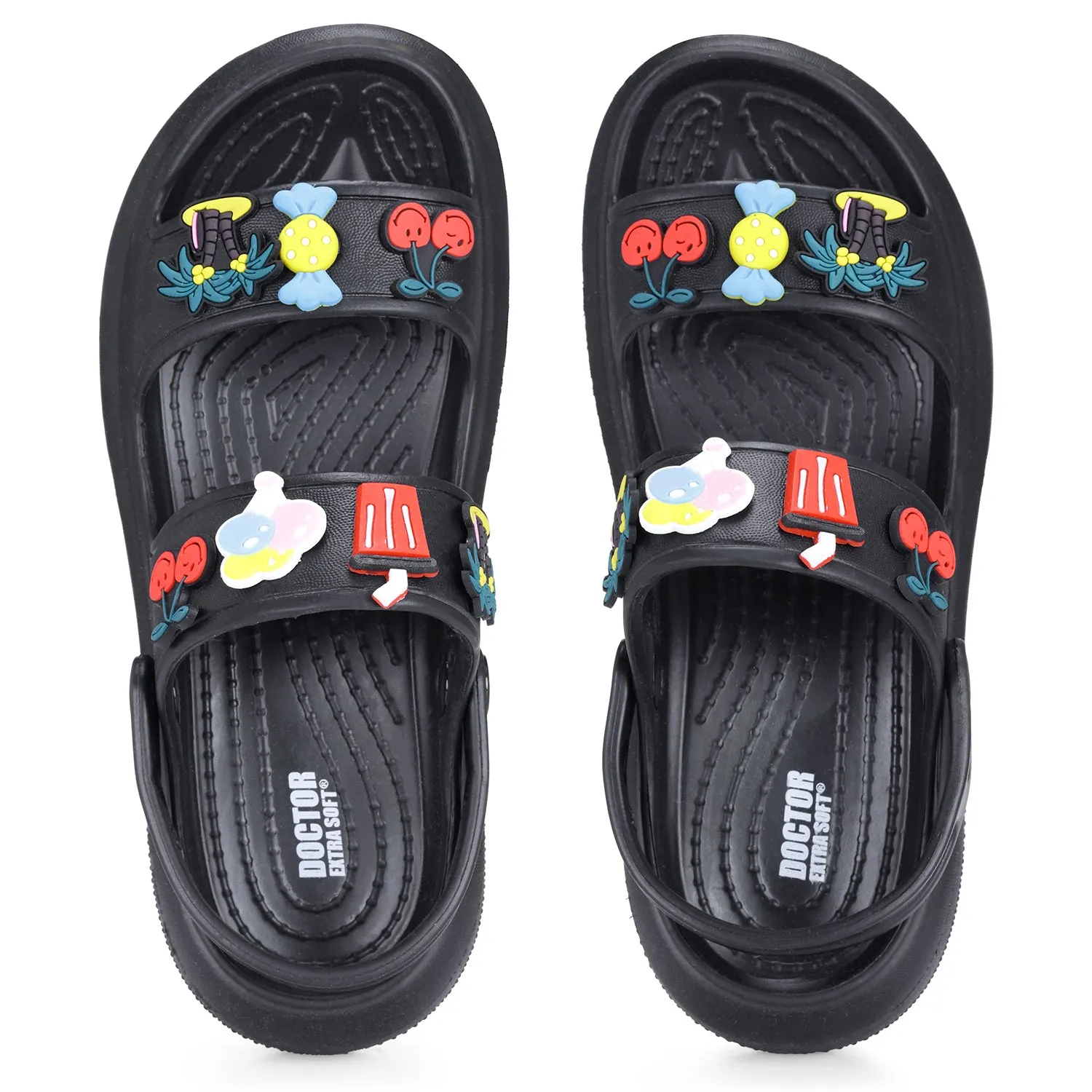 DOCTOR EXTRA SOFT D-552 Women's Classic Charms Cushion Sandals/Clogs with Adjustable Back Strap for Adult| Comfortable & LightWeight | Stylish & Anti-Skid | Waterproof Casual Daily Mules Girls/Ladies