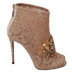 Dolce & Gabbana Elegant Lace Stilettos with Crystal Accents