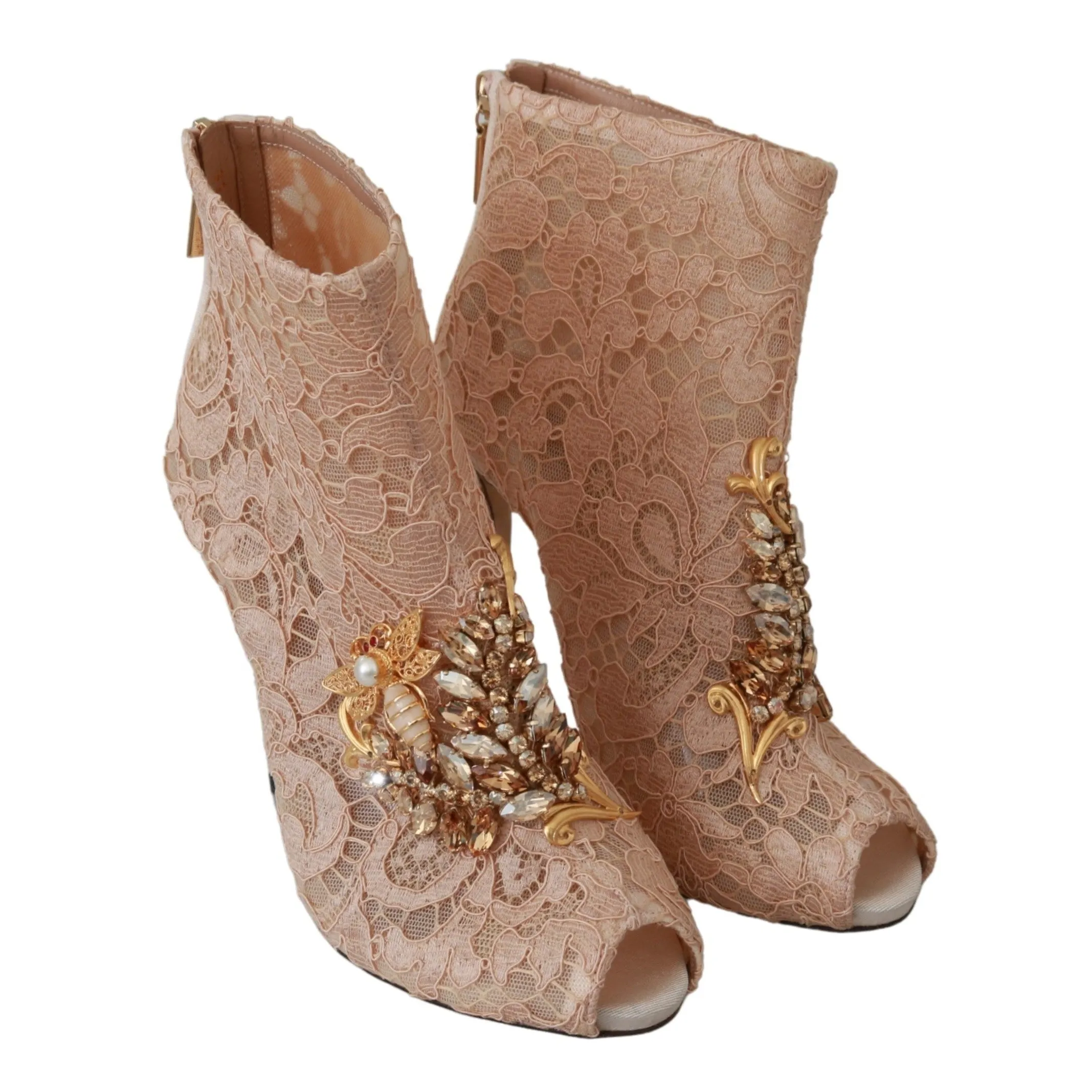 Dolce & Gabbana Elegant Lace Stilettos with Crystal Accents