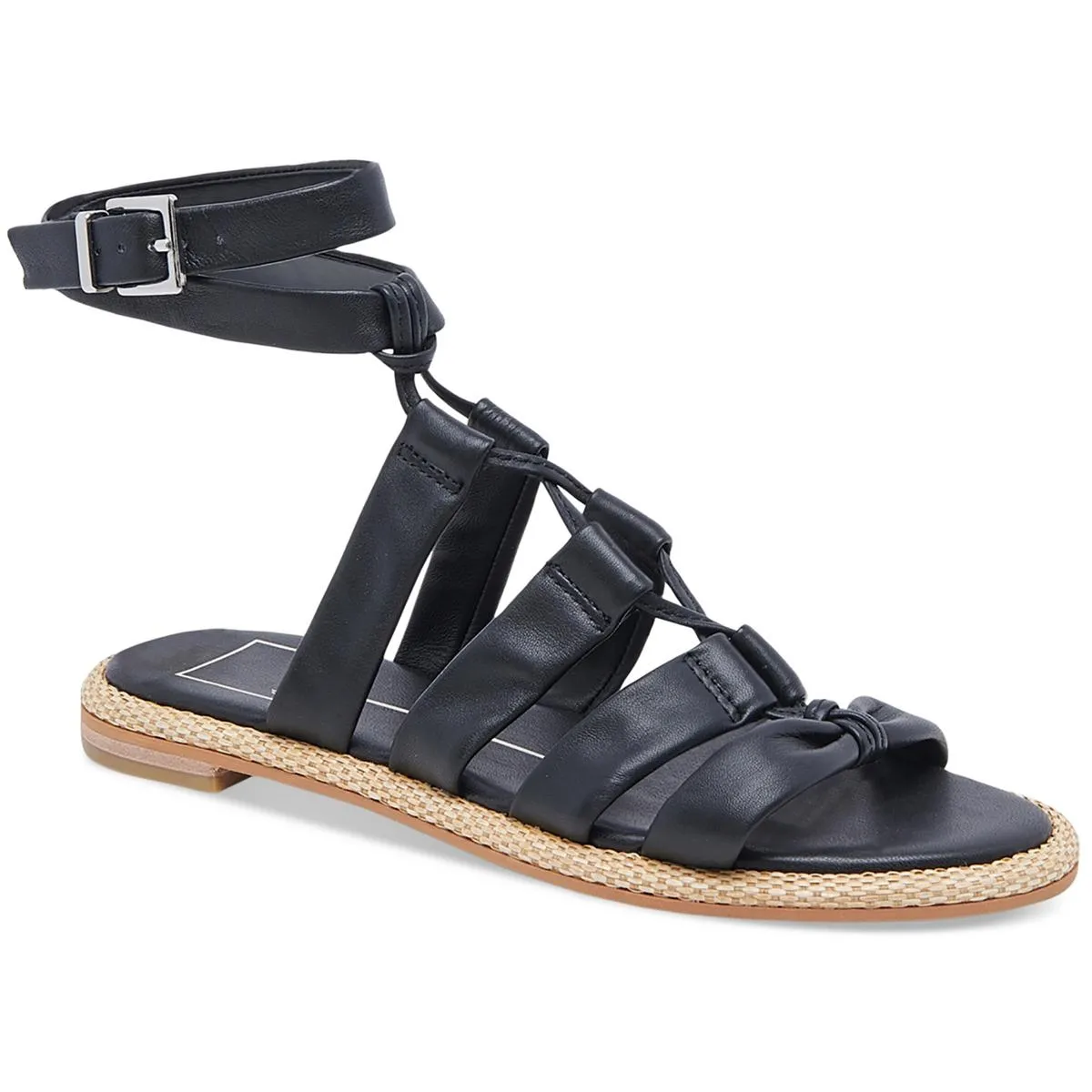 Dolce Vita Womens Adison Leather Buckle Gladiator Sandals